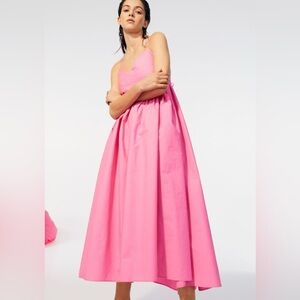 H&M pink cotton strapless dress with V neck and tie cross back